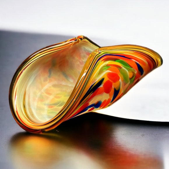 VTG Murano White Crystal Mélange Swirl Hand Made Art Glass Centerpiece Italy - Picture 5 of 11